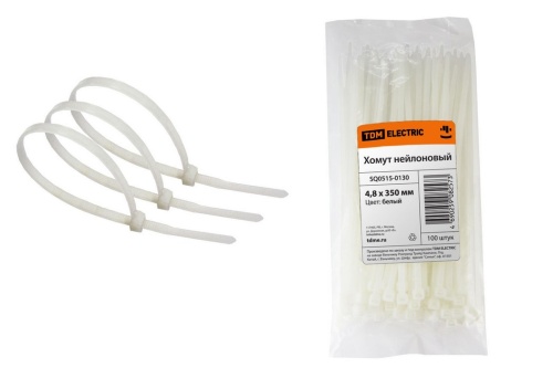 Хомут 4,8х350мм нейлон (белый) (100шт) TDM Хомут 4,8х350мм нейлон (белый) (100шт) TDM