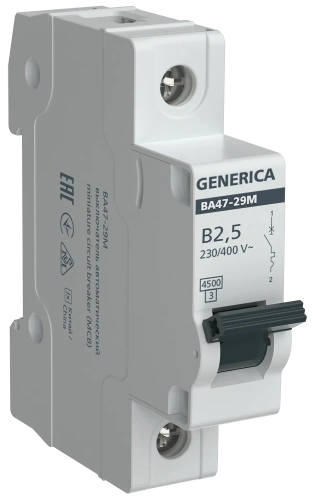 Авт. выкл. ВА47-29М 1P 2,5А 4,5кА B GENERICA