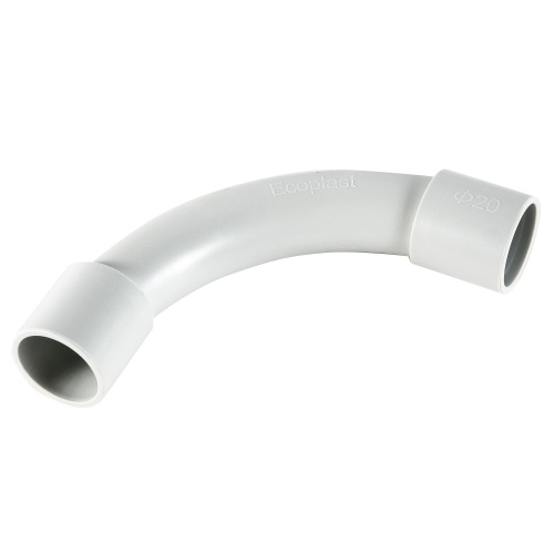 CUG20 Угол 90 гр.(единый) для труб D20мм, цвет серый (1уп = 5шт) Экопласт