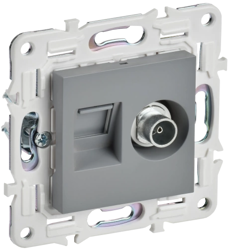 SKANDY Роз. двойная TV+RJ45 кат.6E SK-A15Gr сер. IEK