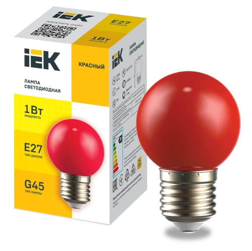 Лампа LED декор. G45 шар 1Вт 230В красный E27 IEK