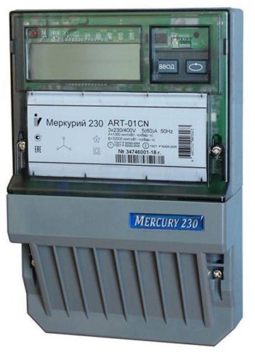 Электросчетчик Меркурий 230 АRТ-01 CN 5(60)А/380В трехфазный, ЖК, 2 тарифа