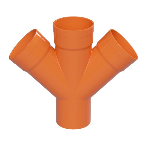 Соединение для четырех двустенных труб,45°, полипропилен, д.110 мм Соединение для четырех двустенных труб,45°, полипропилен, д.110 мм