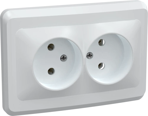 Розетка 2 мест. С/П без з/к без защ.штор РС12-2-ВБ 10А ВЕГА (белый) IEK