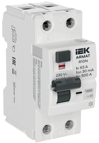ARMAT ВДТ R10N 2P 63А 30мА тип B IEK ARMAT ВДТ R10N 2P 63А 30мА тип B IEK