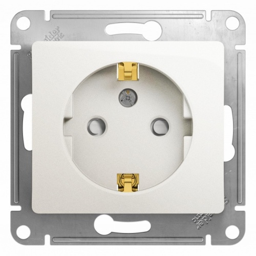 GLOSSA РОЗЕТКА с заземлением со шторками, 16А, механизм, ПЕРЛАМУТР