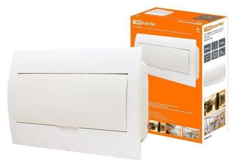 Бокс ЩРВ-П-18модулей с белой крышкой,встраиваемый, пластик IP41 TDM