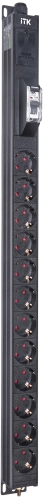 ITK BASE PDU PV0111 18U 1ф 16А 12SCHUKO 2,6м SCHUKO