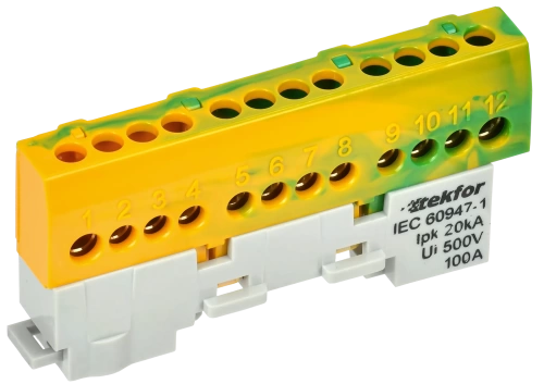 TEKFOR Шина PE "земля" изол на унив. держ. 6х9-12-ЖЗ IEK