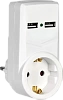 Адаптер Т-01/01 1 место 2P+PE 16А 2хUSB 2,1A белый IEK