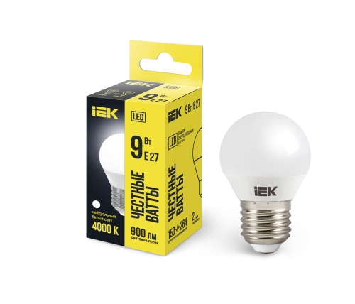 Лампа светодиодная ECO G45 шар 9Вт 230В 4000К E27 IEK