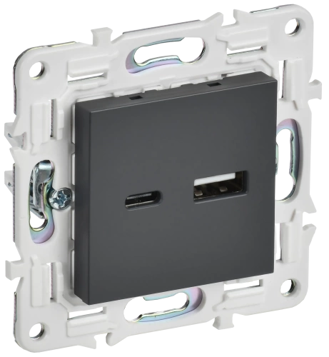 SKANDY Роз. USB A+C 3,1А SK-R14T титан IEK