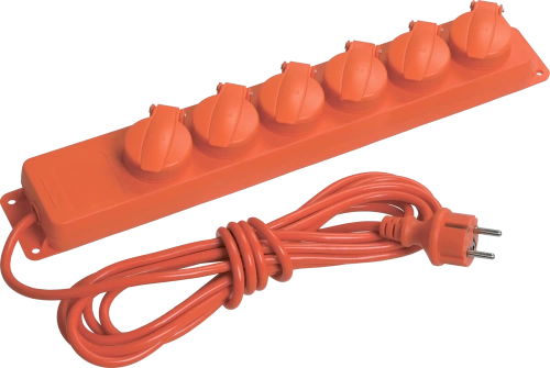 Удлинитель У06В 6 места с защитными крышками IP44 2Р+PE/5метров 3х1мм2 16А/250В ИЭК Удлинитель У06В 6 места с защитными крышками IP44 2Р+PE/5метров 3х1мм2 16А/250В ИЭК