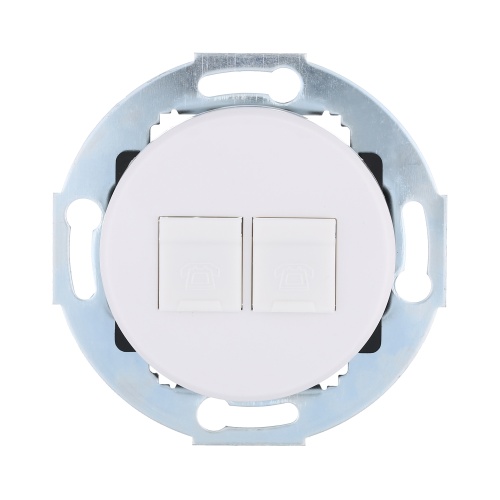 Розетка телефонная 2хRJ-12 с накладкой (белый) Vintage