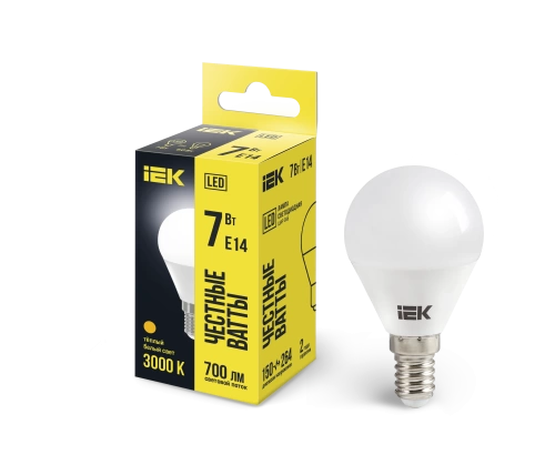 Лампа светодиодная ECO G45 шар 7Вт 230В 3000К E14 ИЭК