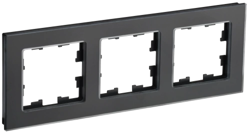 BRITE Рамка 3-мест. РУ-3-2-Бр стекло черн. матовый IEK