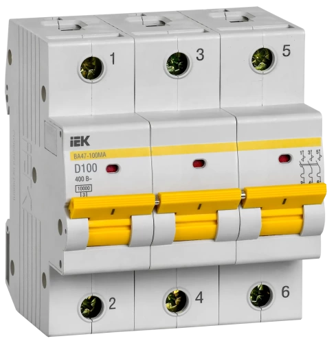 Выкл. авт. ВА47-100МА без тепл. расцеп. 3P 100А 10кА D IEK