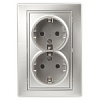 1-205-03 Эл/ус Intro Розетка 2X2P+E Schuko, 16А-250В, IP20, СУ, Plano, алюминий
