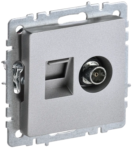 BRITE Роз. двойная TV+RJ45 кат.5E РТВ/РК12-БрА алюм. IEK