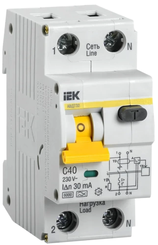 АВДТ 32 C40А 30мА 6кА IEK