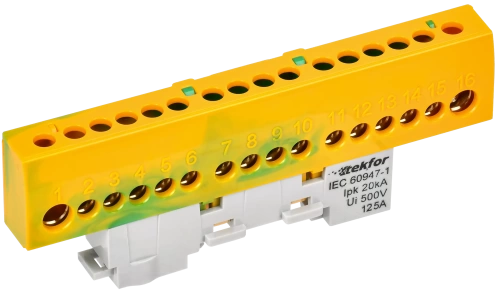 TEKFOR Шина PE "земля" изол на унив. держ. 8х12-16-ЖЗ IEK