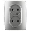 12-2107-03 Эл/ус ЭРА Розетка 2X2P, 16A-250В, IP20, Эра12, алюминий