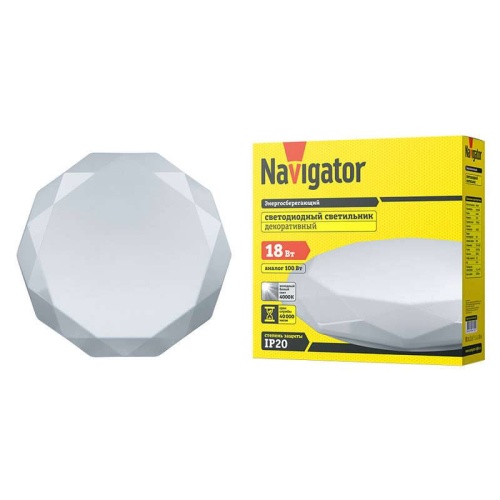Светильник Navigator 61 754 NBL-R10-18-4K-IP20-LED алмаз