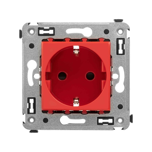 Розетка в стену, 2P+E, с з/ш, "Avanti", "Красный квадрат"