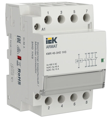 ARMAT Контактор модульный KMR 40А 230В AC 3НО 1 НЗ IEK