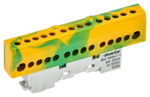 TEKFOR Шина PE "земля" изол. на унив. держ. 8х12-12-ЖЗ IEK