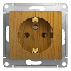 GLOSSA РОЗЕТКА с заземлением, 16А, механизм, ДЕРЕВО ДУБ