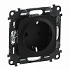 Valena ALLURE.Силовая розетка 2К+З 16А 250В с защитными шторками.Безвинтовые зажимы.С лицевой панелью.Антрацит
