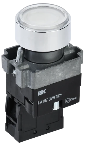 Кнопка LA167-BWF3171 d=22мм RC 1з с подсвет. белая IEK