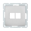 Накладка с суппортом розетки компьютерной и телефонной на 2 входа(серебристый металлик) БЕЗ разъема LK60