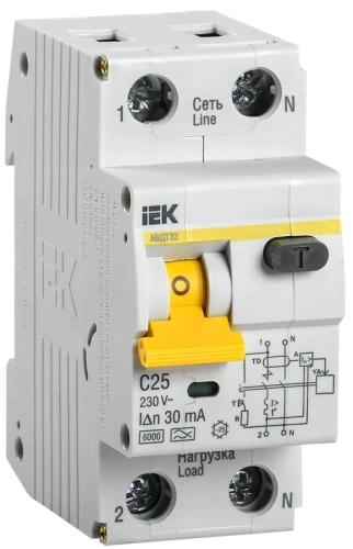 АВДТ 32 C25А 30мА 6кА IEK