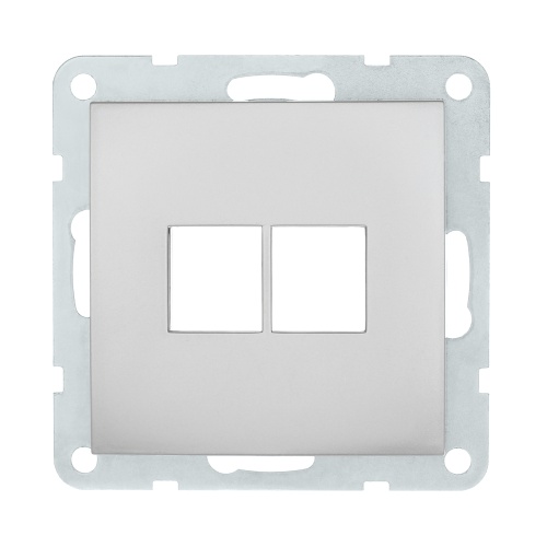 Накладка с суппортом розетки компьютерной и телефонной на 2 входа(серебристый металлик) БЕЗ разъема LK60 Накладка с суппортом розетки компьютерной и телефонной на 2 входа(серебристый металлик) БЕЗ разъема LK60