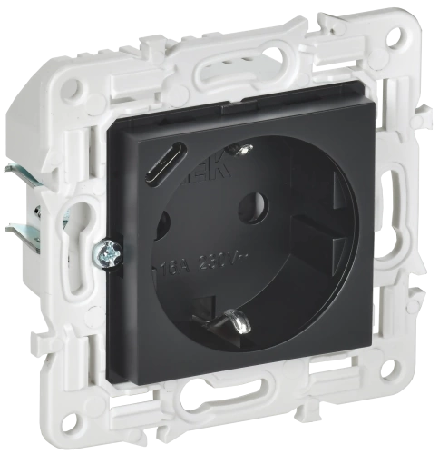 SKANDY Роз. с з/к/ш 16А с USB C 18Вт SK-R17Bl черн. IEK SKANDY Роз. с з/к/ш 16А с USB C 18Вт SK-R17Bl черн. IEK