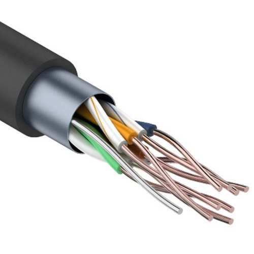 Кабель витая пара омедненный, F/UTP, CCA, CAT 5e, PE, 4PR, 24AWG, OUTDOOR, SOLID, черный, 305м PROconnect Кабель витая пара омедненный, F/UTP, CCA, CAT 5e, PE, 4PR, 24AWG, OUTDOOR, SOLID, черный, 305м PROconnect