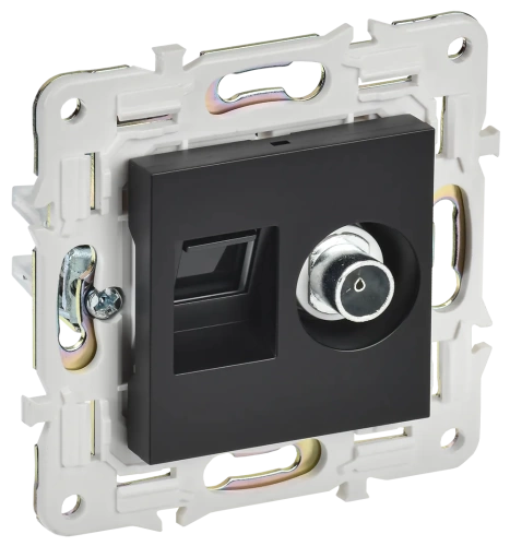 SKANDY Роз. двойная TV+RJ45 кат.5E SK-A14Bl черн. IEK SKANDY Роз. двойная TV+RJ45 кат.5E SK-A14Bl черн. IEK