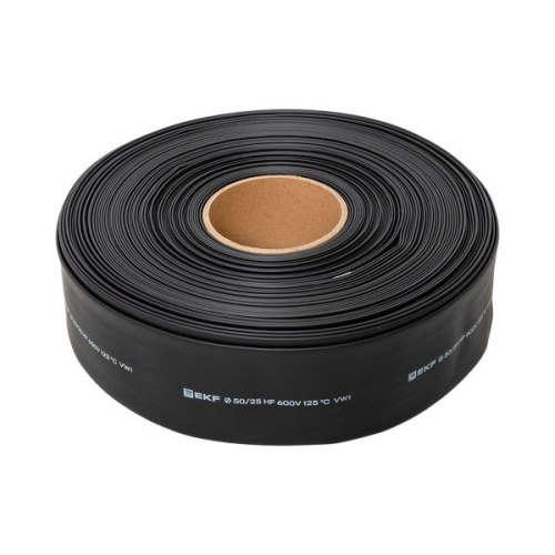 Термоусаживаемая трубка ТУТ нг 50/25 черная рулон EKF PROxima