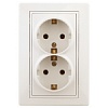 Розетка Intro Plano 1-205-02 с заземлением двойная 2X2P+E Schuko, 16А-250В, IP20, СУ, слоновая кость