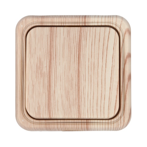 Выключатель одноклавишный открытой установки, схема 1, (сосна)