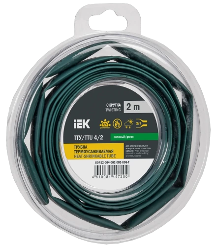 Трубка термоусадочная ТТУ нг-LS 4/2 зеленая (2м/упак) IEK