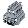 Клемма двухуровневая, винтовой зажим, 4 точки подключения, 2.5 кв.мм, серая