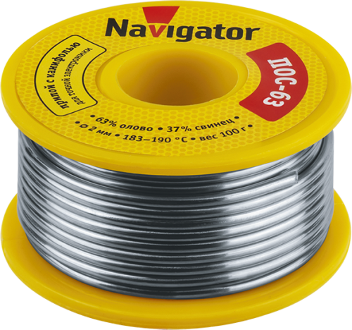 Припой Navigator 93 787 NEM-Pos05-63K-2-K100 (ПОС-63, катушка, 2 мм, 100 гр) Припой Navigator 93 787 NEM-Pos05-63K-2-K100 (ПОС-63, катушка, 2 мм, 100 гр)
