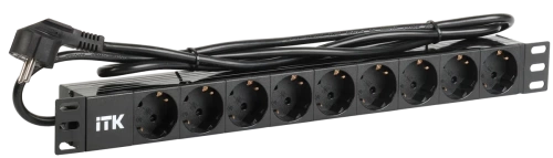 ITK PDU 9 розеток нем. ст, 1U, шнур 2м вилка нем. ст ПВХ чер (кр. 1шт.) ITK PDU 9 розеток нем. ст, 1U, шнур 2м вилка нем. ст ПВХ чер (кр. 1шт.)