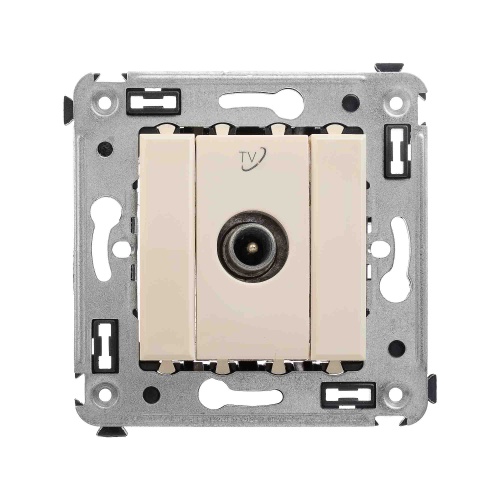 Розетка TV проходная в стену, "Avanti", "Ванильная дымка"