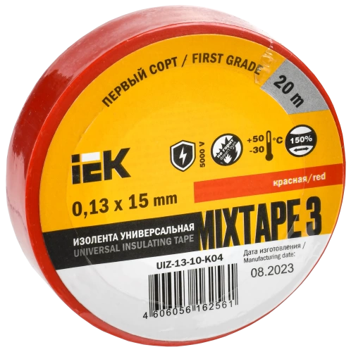 MIXTAPE 3 Изолента 0,13х15мм красная 20м IEK