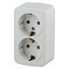 3-204-01 Эл/ус Intro Розетка 2х2P+E Schuko, 16А-250В, IP20, ОУ, Polo, белый