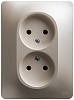 GLOSSA РОЗЕТКА двойная без заземления, 16А, 250В, в сборе, ПЕРЛАМУТР